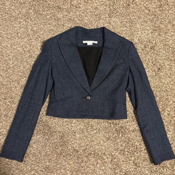 Veronica Beard Fabiola Glen Plaid Peak Lapel Crop Blazer size 0 - Picture 3 of 12
